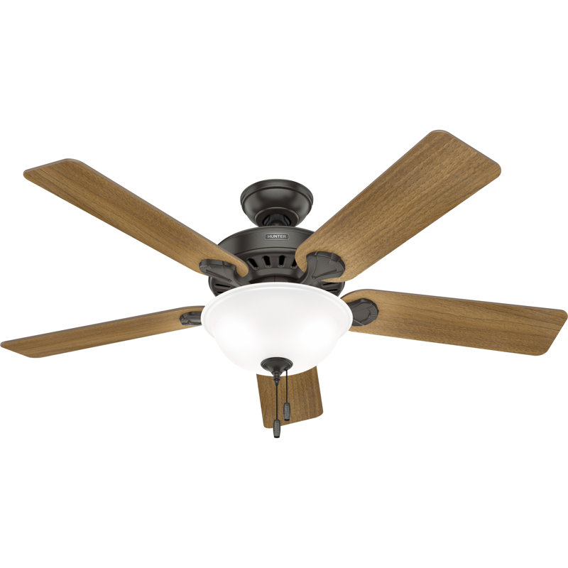 Hunter 52 Inch Pro's Best Energy Star® Ceiling Fan With Lights And Pull Chains, Dark Brown Wood/Espresso Wood, Bronze