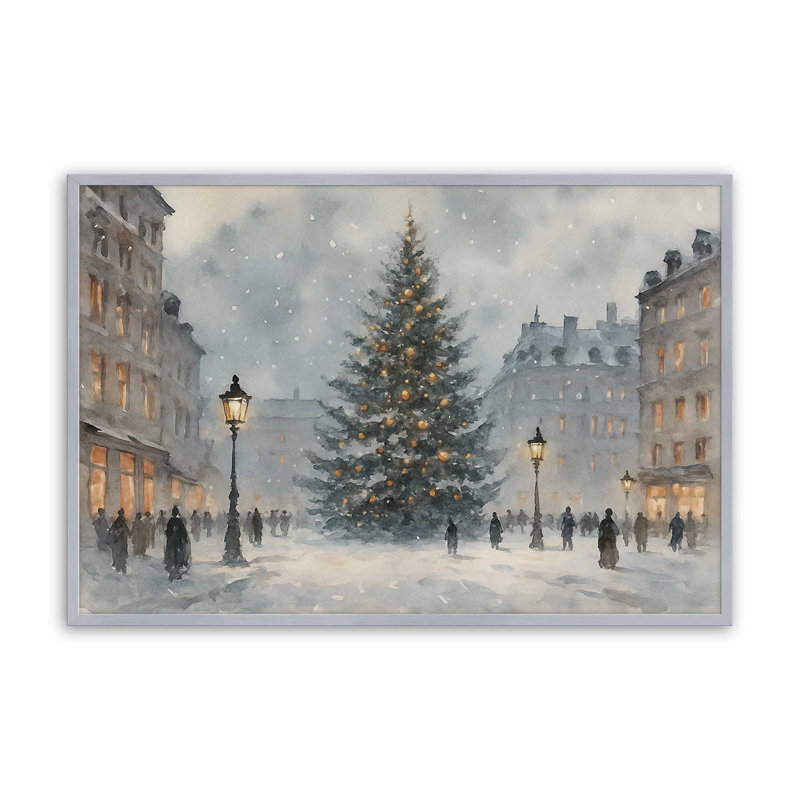 «Town Square Glow», reproduction d'art, 24 po x 36 po, Chrome poli