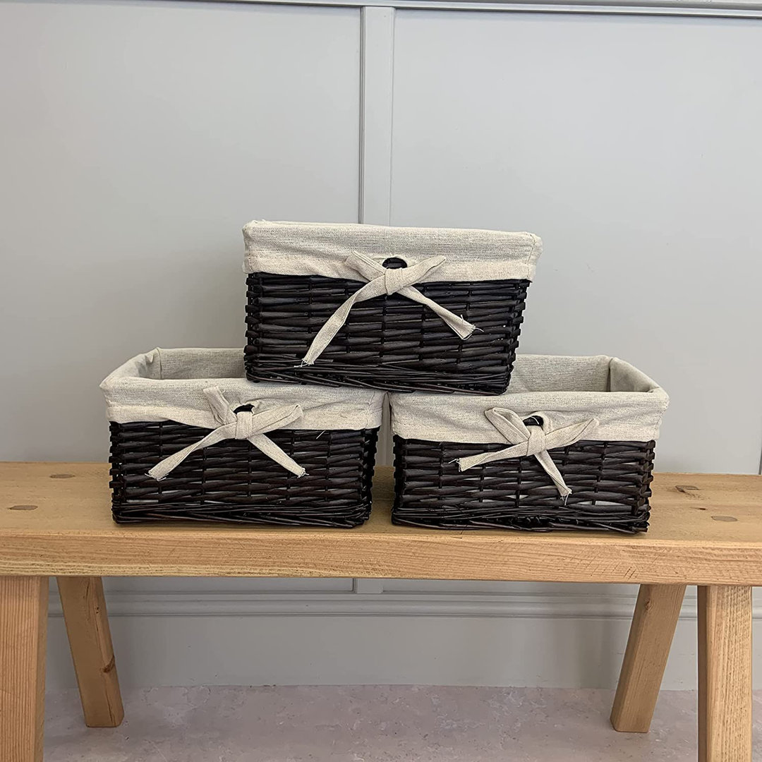 Rectangular Wicker Storage Basket with Removable Lining