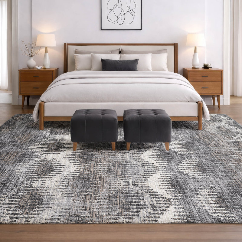 Premium Machine Washable Dream Shag ADS80 Abstract Chevron Rug, 8' x 10', Shadow