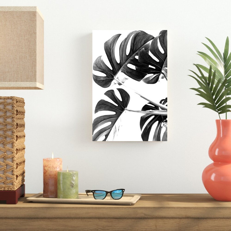 " Black And White Monstera ", 18" H x 12" W