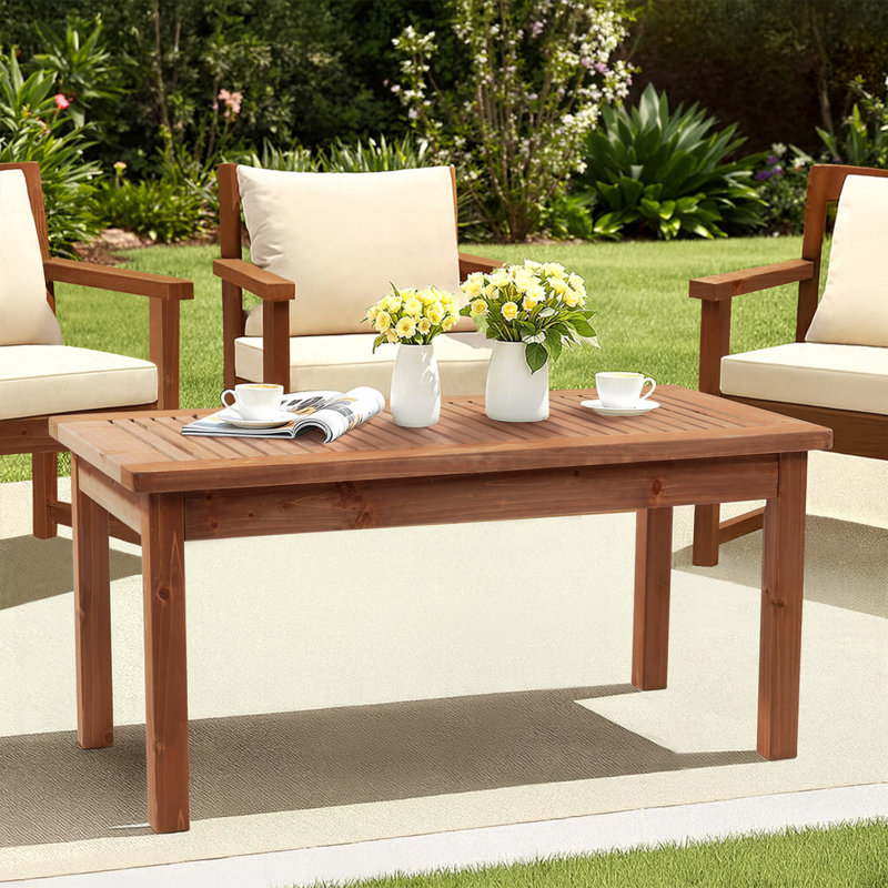 Table de patio en bois brun foncé, Marron foncé