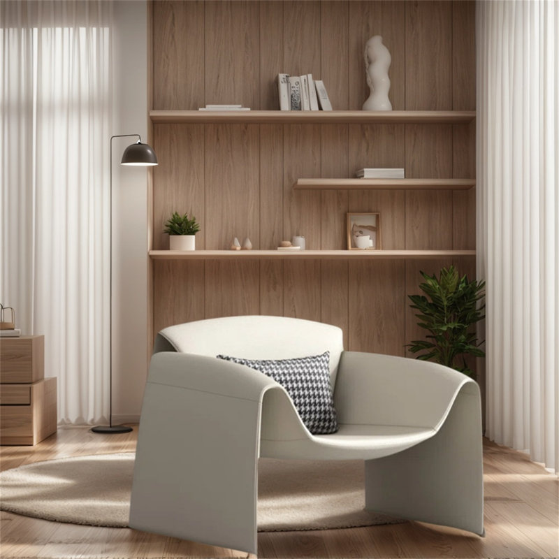 Modern Accent Chair with Lumbar Pillow, Upholstered Armrest Single Sofa Chair for Living Room, Bedroom Reading and Leisure