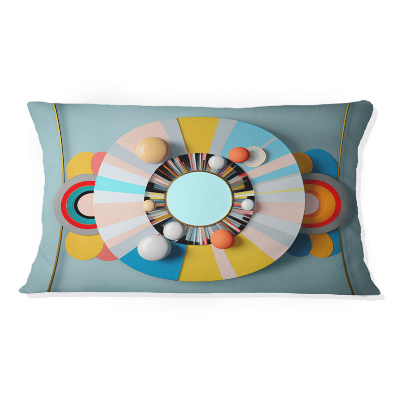 Coussin circulaire à motif géométrique abstrait II