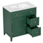 Meuble-lavabo 30 po avec comptoir, meuble-lavabo avec porte et deux tiroirs, structure en bois massif, un paquet, vert