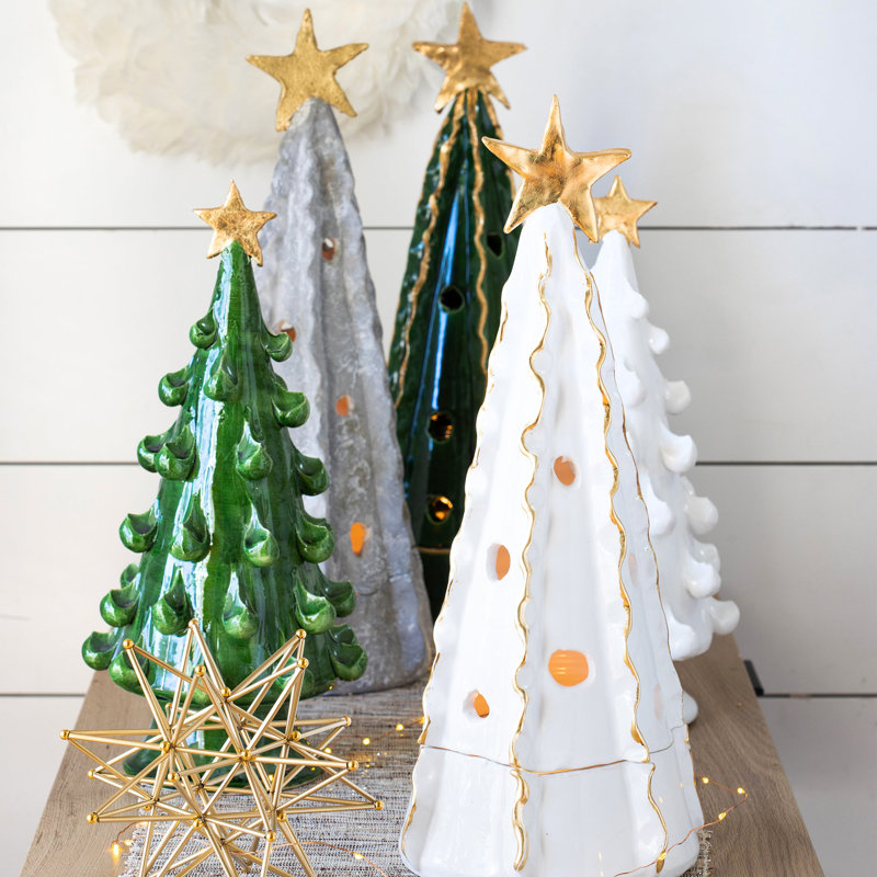 Foresta Medium Tree with Gold Star, Green/Gold