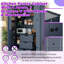 Armoire de cuisine avec 4 portes, 3 tiroirs, 6 supports à vin et poste de travail-129059912