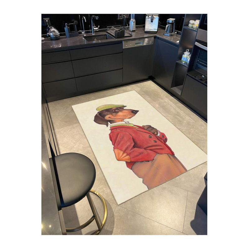 Tapis décoratif à motif de chien lavable à la machine, Tapis de couloir 3 pi 3 po x 6 pi 7 po inclus