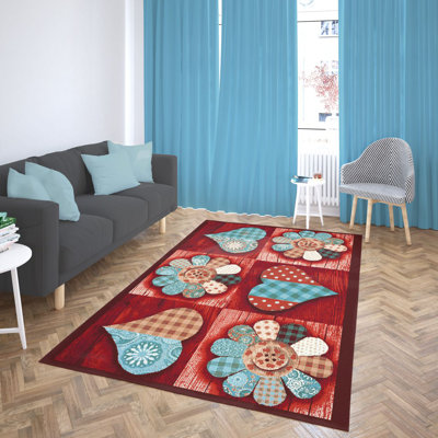 Tapis rouge à tissage plat Reyne