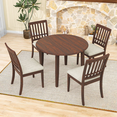 5-Piece Dining Table Set with 4 Upholstered Chairs