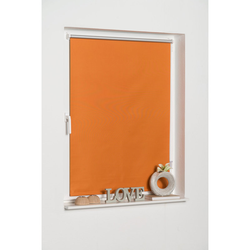 Klemmfix Room Darkening Roll-Up Blinds, 150 cm L x 50 cm W , Orange