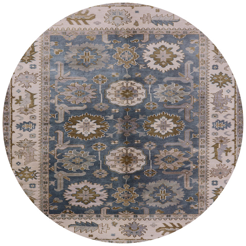 Tapis oriental bleu marine Brosh, Rond 3 pi