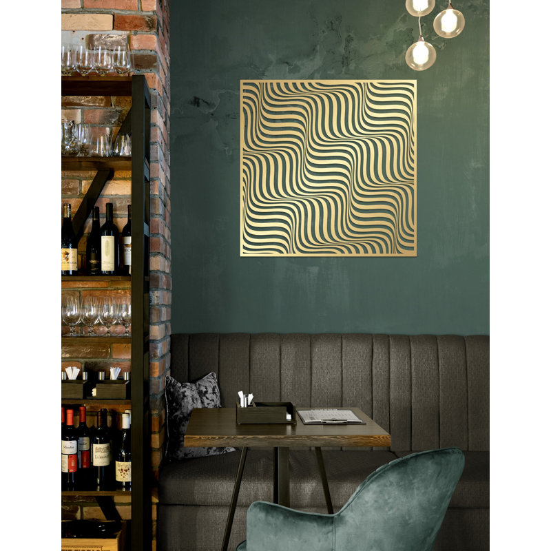 Metal Abstract Wall Hanging Décor, Infinite Waves Contemporary Art Deco for New Home or Office Gift, 22" H x 22" W x 0.5" D