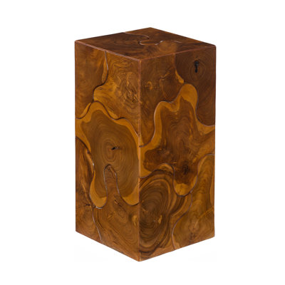 Teak Chunk Square Pedestal Plant Stand