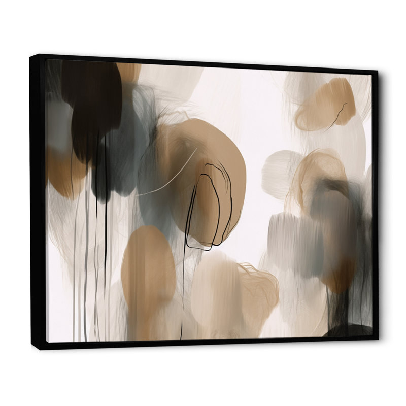 Peinture de formes abstraites II - Peinture abstraite, art mural, H 34 po x l 44 po x P 1,5 po, Cadre flottant noir