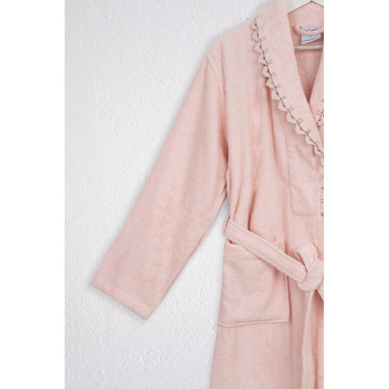 Peignoir 100% coton mi-mollet avec poches, G / TG