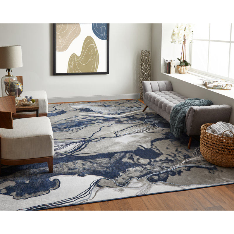 Javers Industrial Abstract Polypropylene/Polyester Area Rug, Rectangle 5'2" x 7'2"