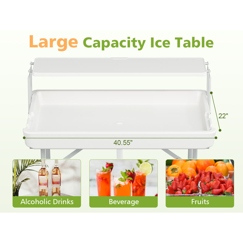 Table de glacière extérieure pliante, Blanc