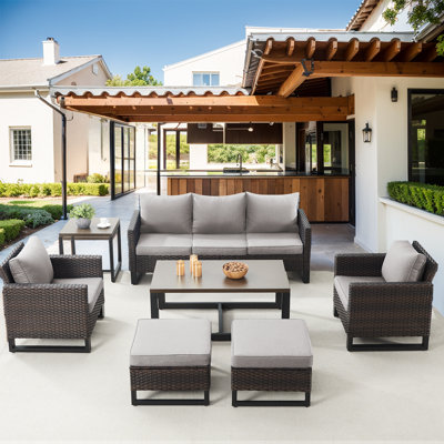 Chaqueta 7 Piece Rattan Sofa Seating Group with Cushions by Wade Logan