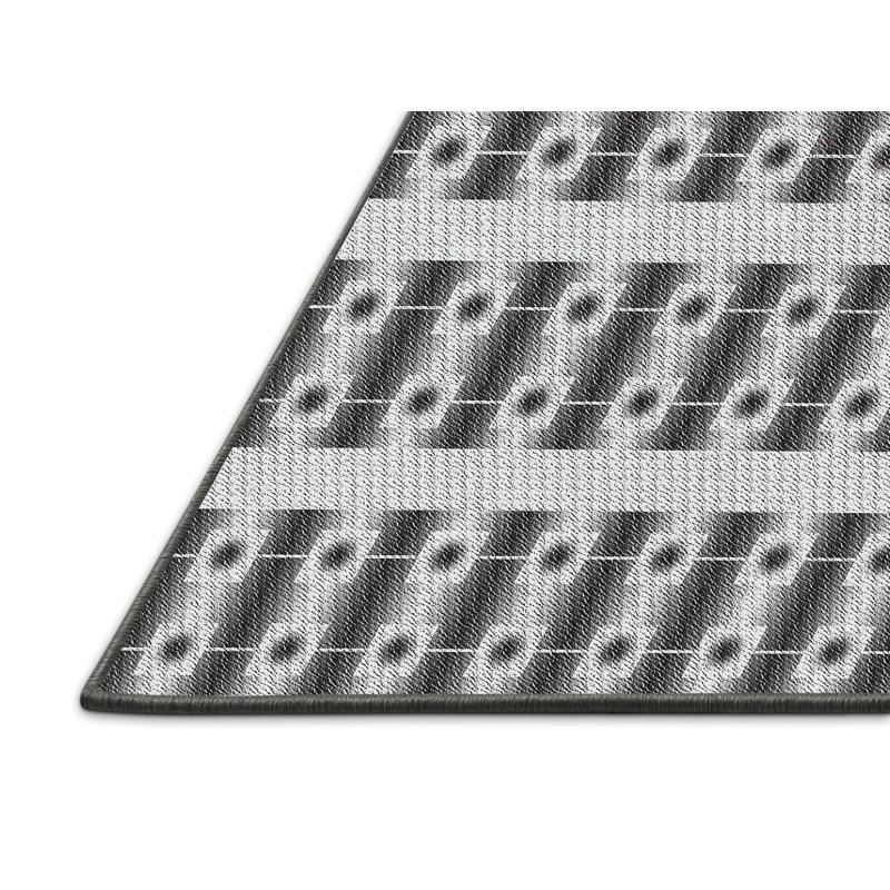 Tapis noir/blanc cassé tissé à la machine, Tapis de couloir 2 pi x 5 pi