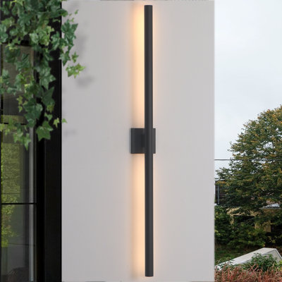 Huwai Outdoor Wall Sconce Aluminium Glass LED Dimmable Cylinder Linear Wall Light