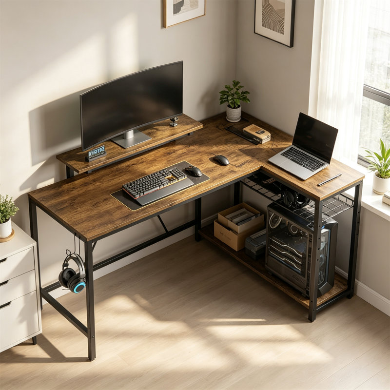 MDF Computer Desk, Rustic Brown
