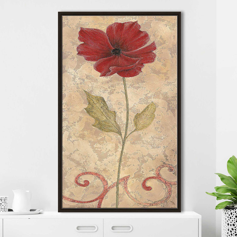 Poppy Passion II - Peinture, Cadre flottant espresso, H 63,5 po x l 39,5 po x P 2 po