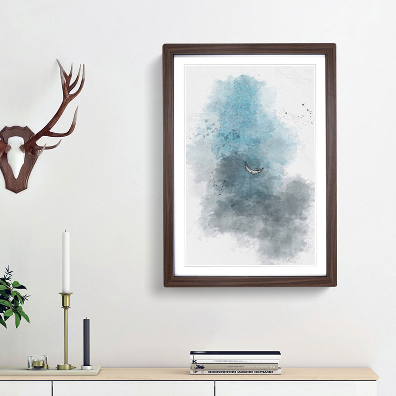 Moon over India in Abstract - Picture Frame Graphic Art Print, 87cm H x 62cm W x 2cm D, Walnut Framed