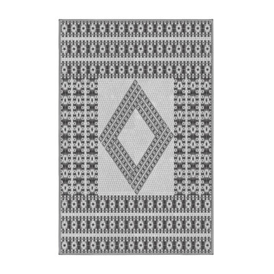 Tapis noir/blanc cassé tissé à la machine