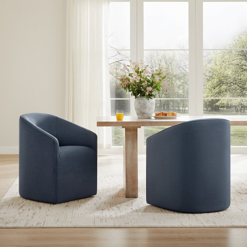 Myers Caster Dining Chair, Effie Indigo Performance Linen