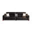 Causeuse-coussin modulable noire en cuir véritable