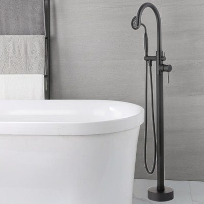 Robinet de baignoire sur pattes à 1 poignée avec inverseur