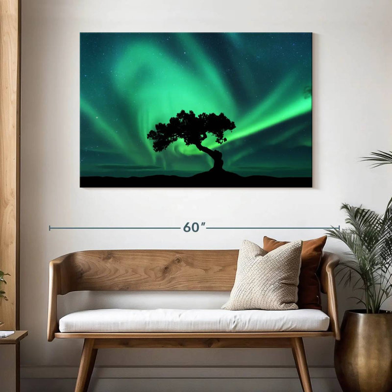 Silhouette d'arbre Alvord Northern Lights, H 32 po x l 48 po