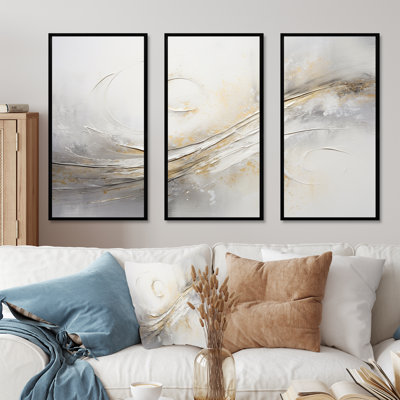 Abstrait note de musique «Silver Grace» - ensemble de salon de musique Wall Art