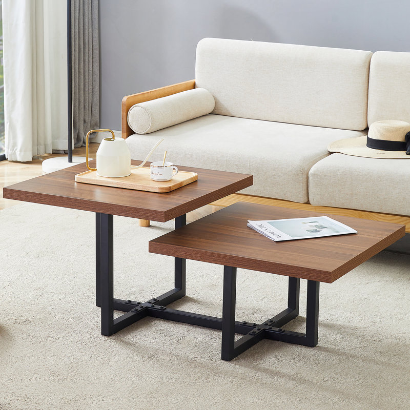 Perfectly Integrating Modern and Scandinavian Styles-Dark Walnut Double-Deck Coffee Table, Dimensions 47*23.5*18.
