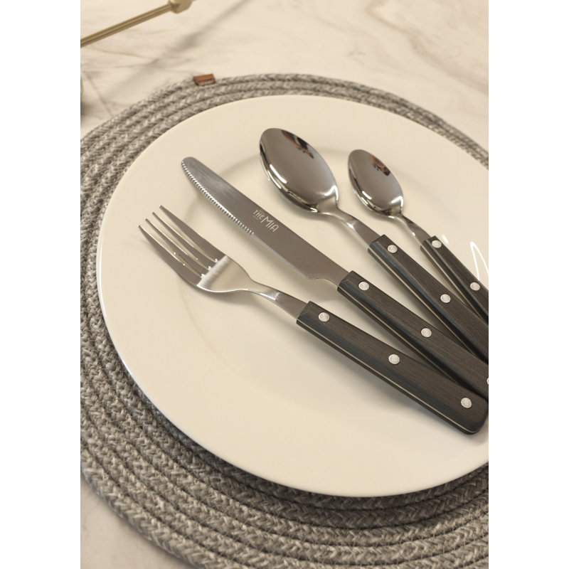 Woody Series Cutlery, Set Of 24, Black