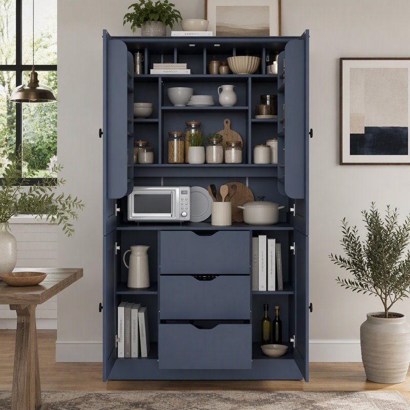 Armoire de cuisine autoportante, Bleu