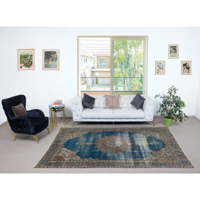 Tapis rétro fait à la main rétro. Tapis turc unique en son genre