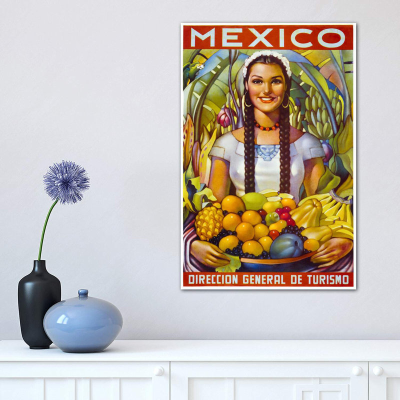 Mexique - impression d'art graphique, Toile tendue, H 18 po x l 12 po x 1,5 po