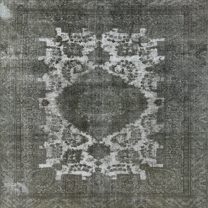 Tapis oriental gris Howard Beach, Carré 7 pi