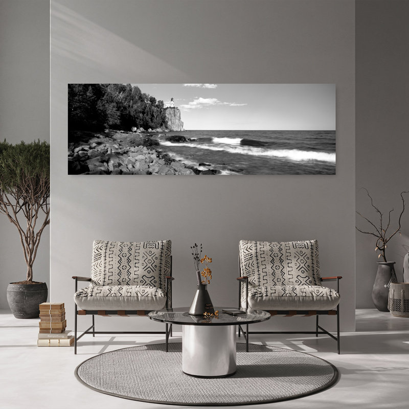 Lighthouse on a cliff Split Rock Lighthouse Lake Superior Minnesota USA 1 Piece Wrapped Canvas Panoramic Wall Art