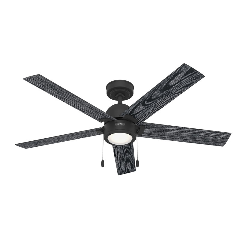 52" Erling 6 - Blade Ceiling Fan with LED Light Kit and Pull Chain, Matte Black
