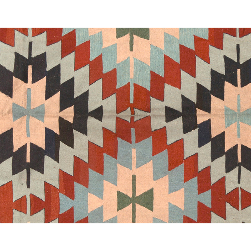 Tapis bleu clair et multicolore de haute qualité noué à la main