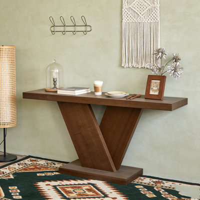 66" L Modern X-Leg Console Table with Solid Wood Veneer