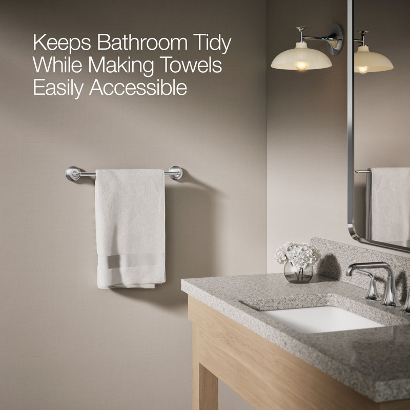 Tone Towel Bar, 18"W, Polished Chrome