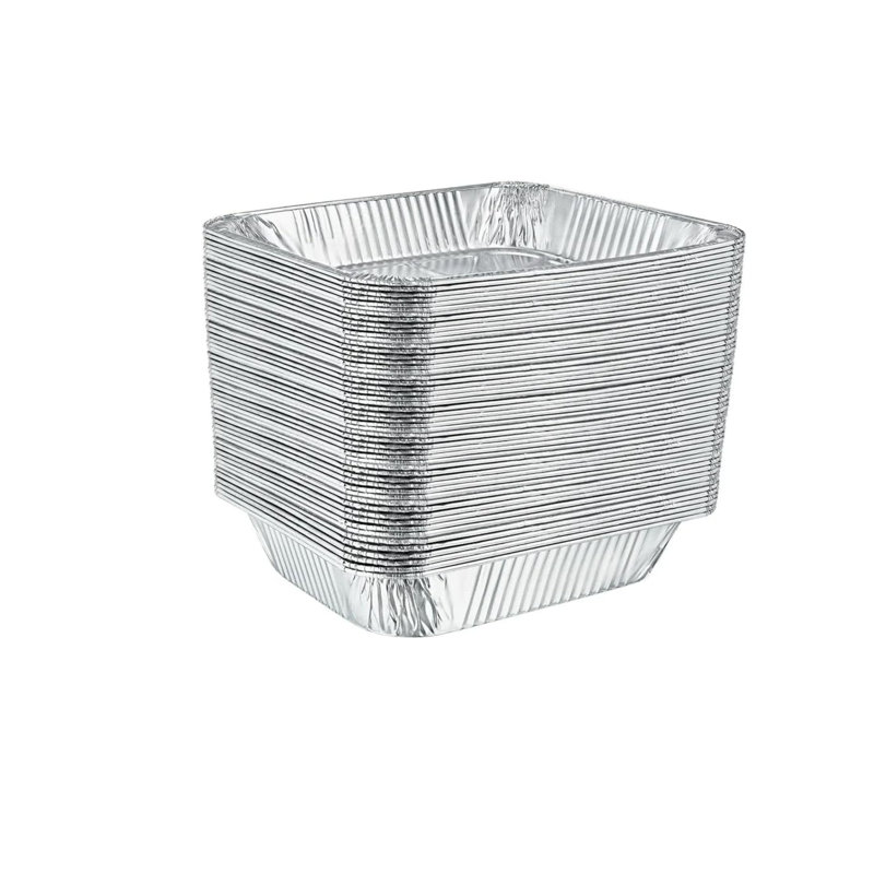 Demi-moule rectangulaire en aluminium peu profond - jetable pour les événements de restauration, les stations de buffet, les plats de réchaud, le rôtissage au four, la cuisson, la vapeur, la préparation des repas, le rangement du congélateur, les mets à emporter et les services alimentaires (36)