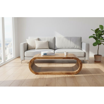 Table basse en bois massif avec rangement Osblek