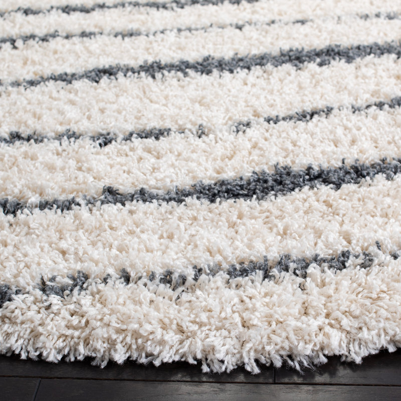 Tapis ivoire / gris foncé Siragan, Rond 5 pi 3 po