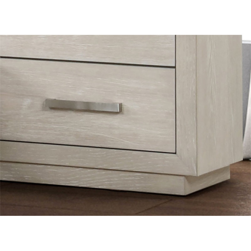Commode de style transitionnel 1 pièce avec glissières latérales en métal et tiroirs en queue d'aronde gris clair
