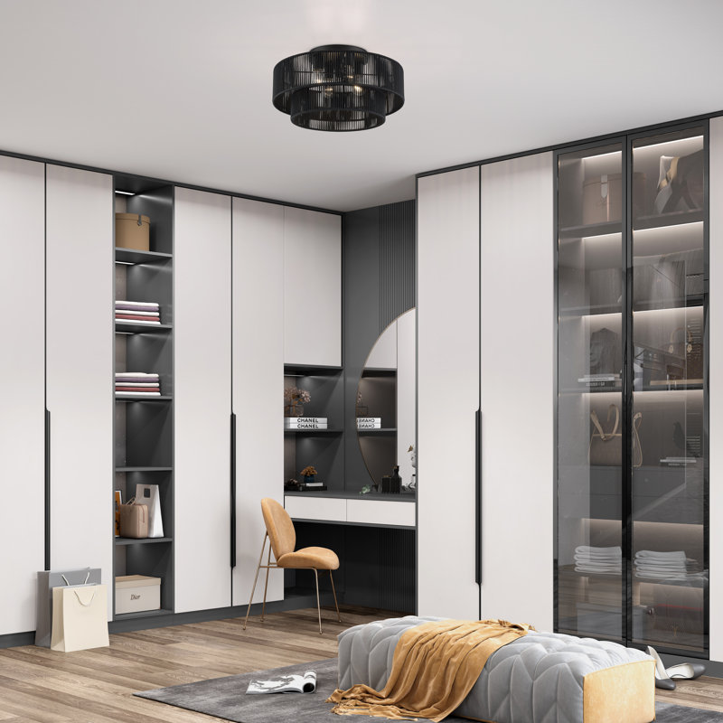 Très grand semi-encastré 4 lumières Asllan, Noir, Matte Black